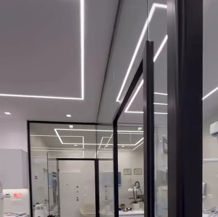 LED light lines in the clinic ceiling